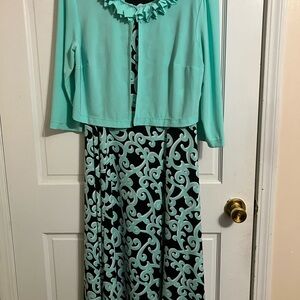 Julian Taylor aquamarine dress with jacket